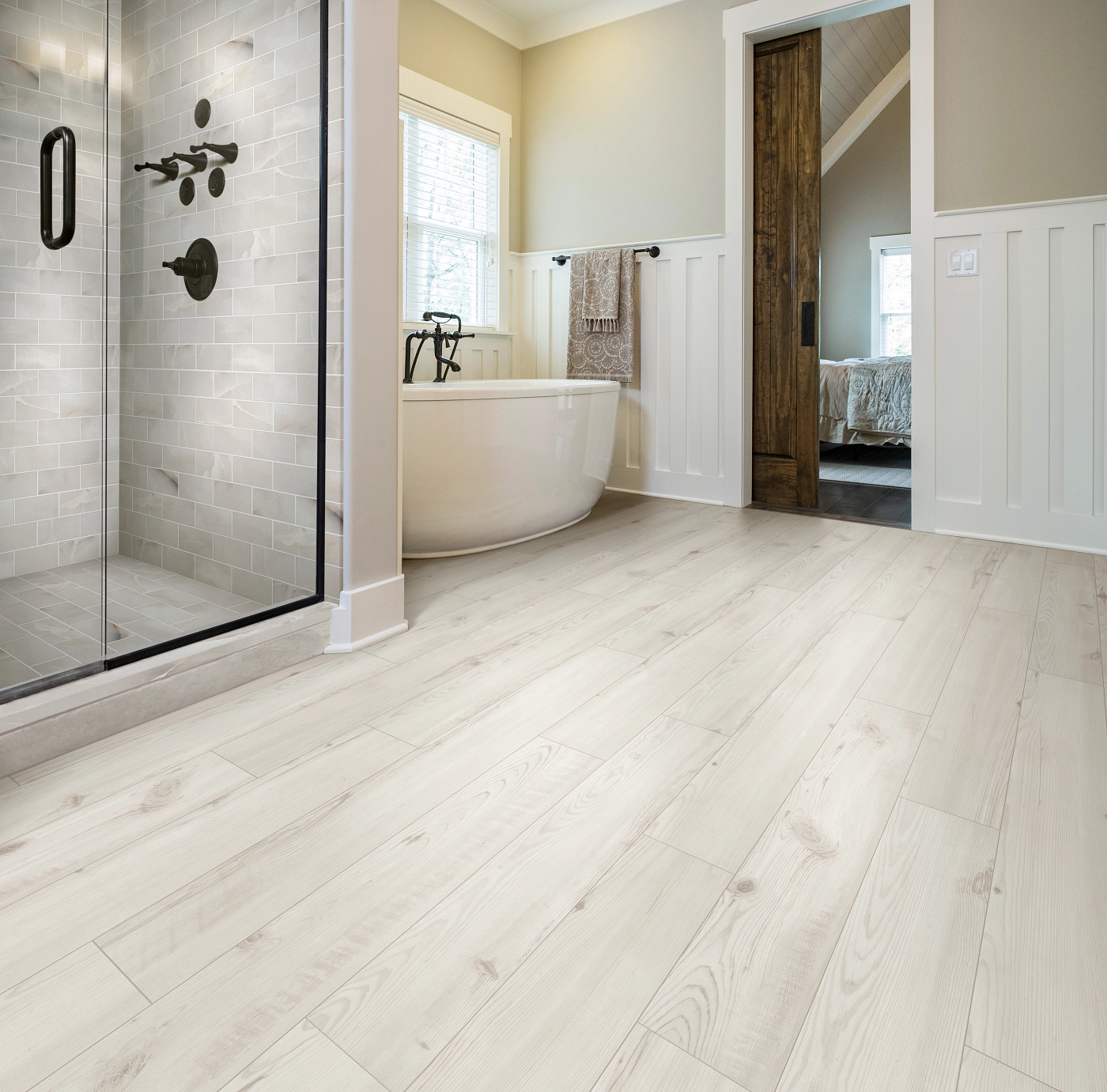 Jackson Pine flooring, shown in a room