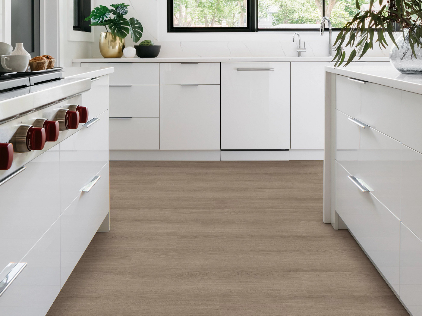 Timber flooring, shown in a room