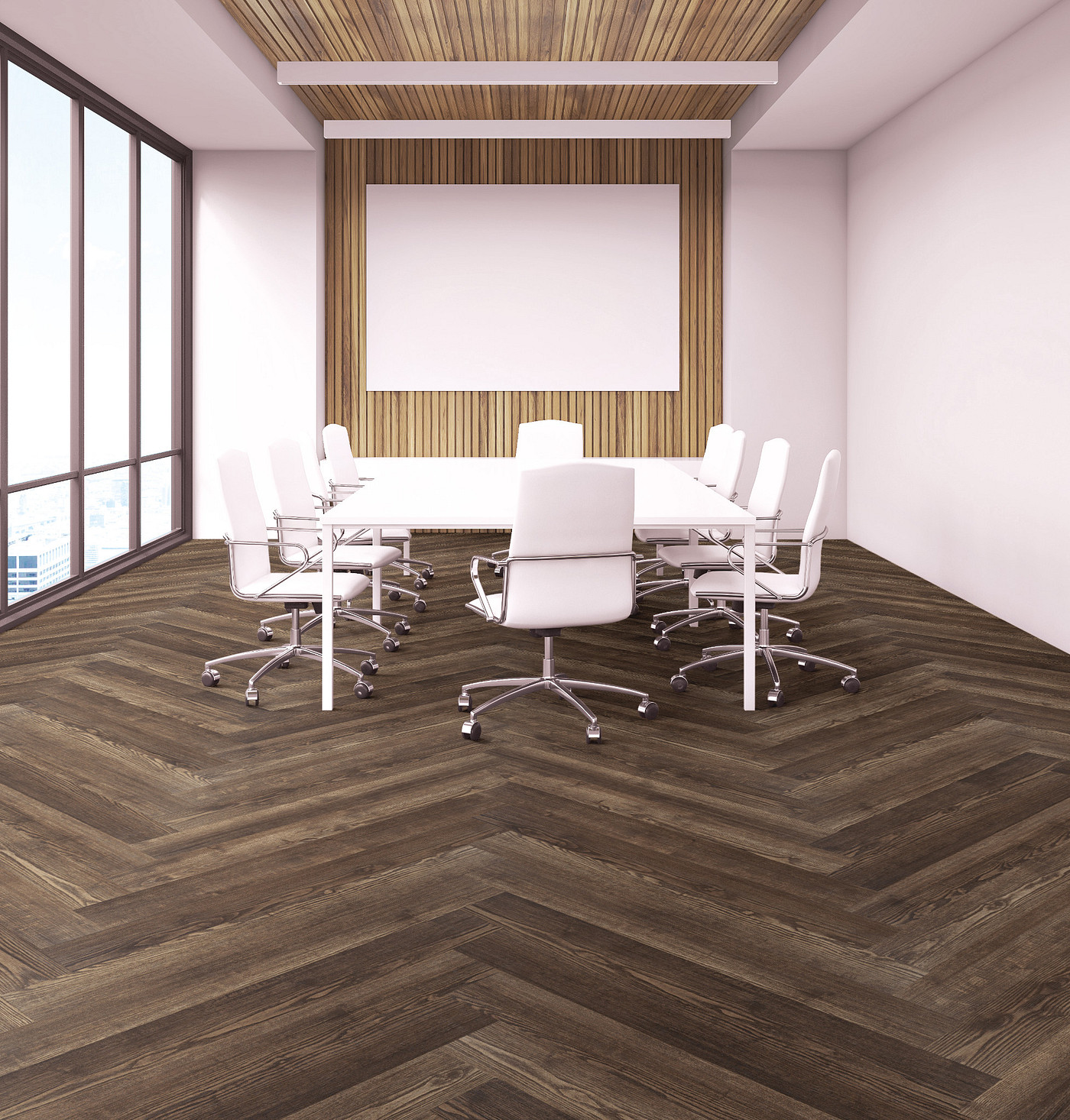 Sweetgum flooring, shown in a room