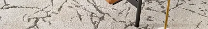 Contemporary living room with abstract beige and gray carpet design Apollo in Carrara Silver