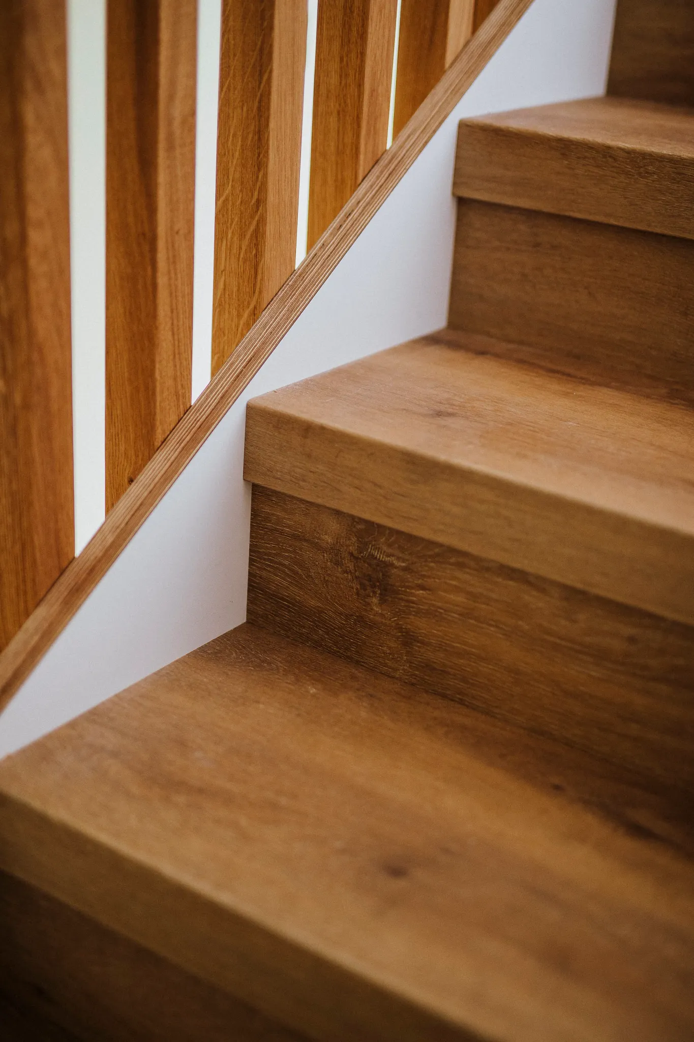 Wooden brown stairs with Coretec Multilayer Floors