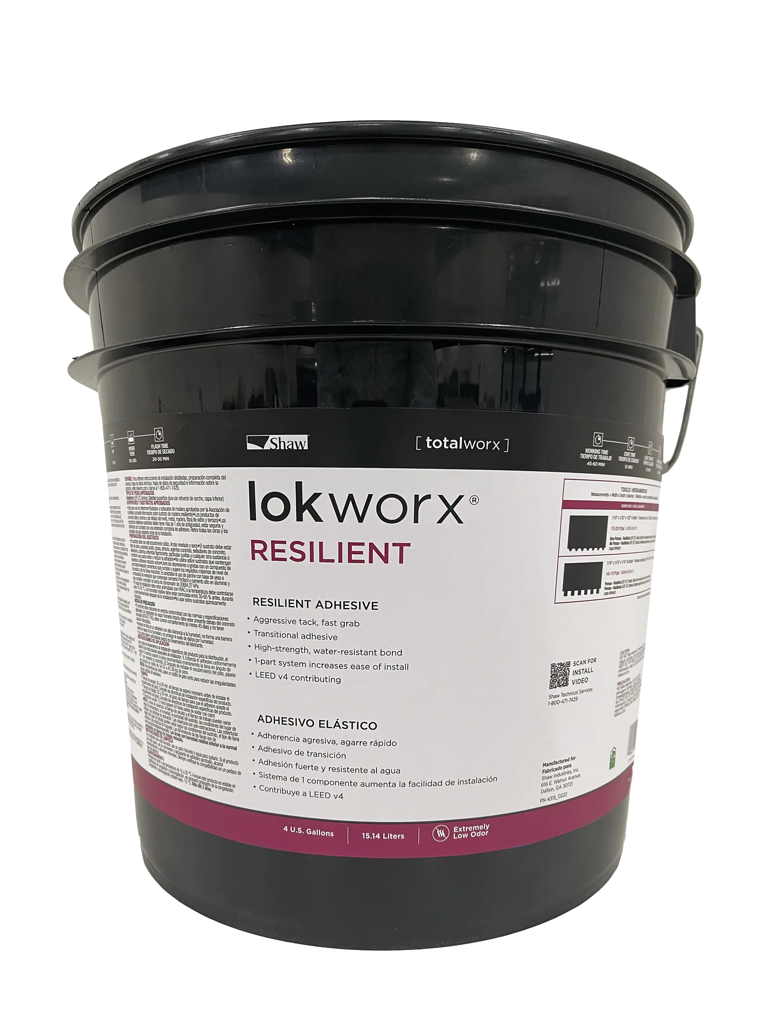 LokWorx Resilient Adhesive bucket for flooring installation