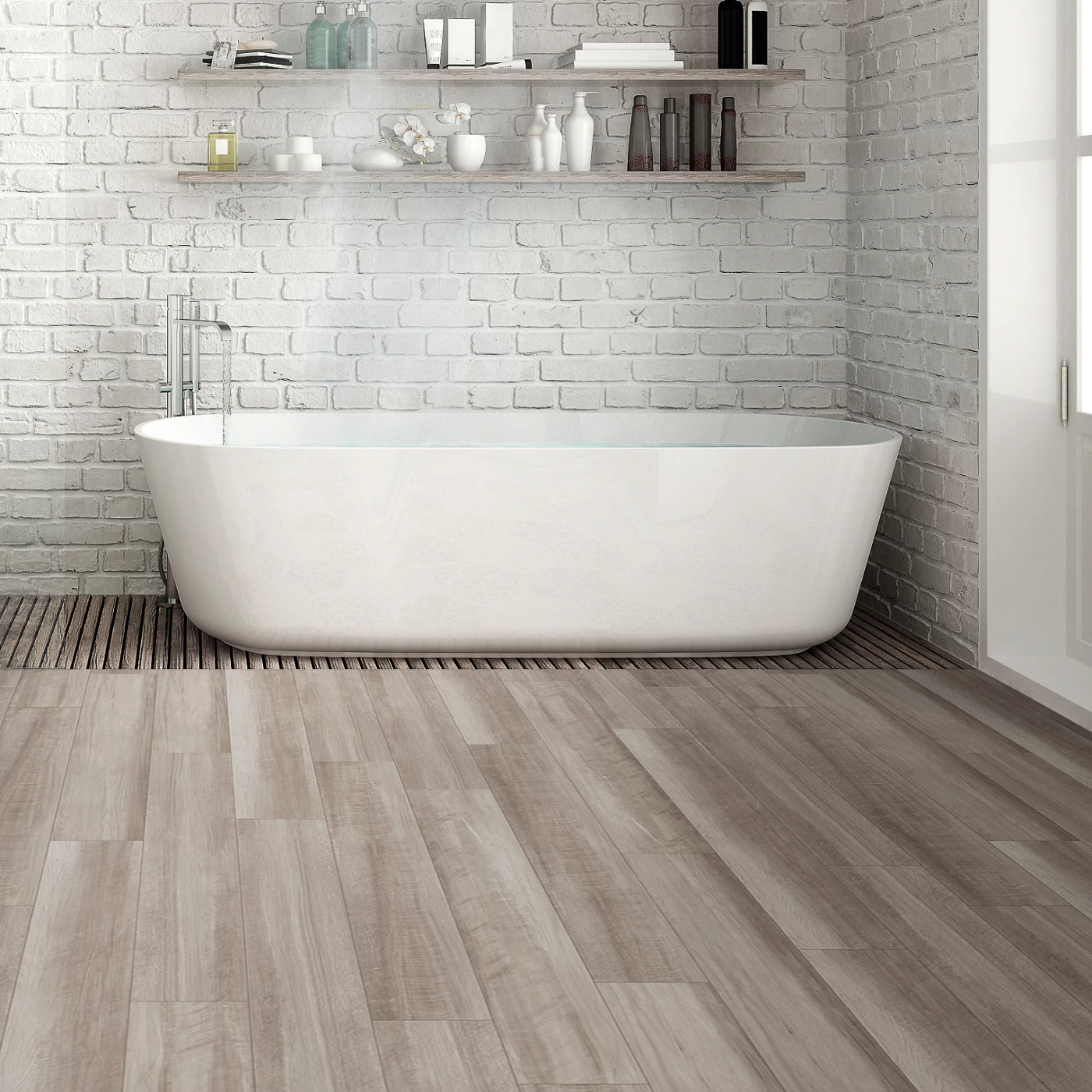 Oyster Oak flooring, shown in a room