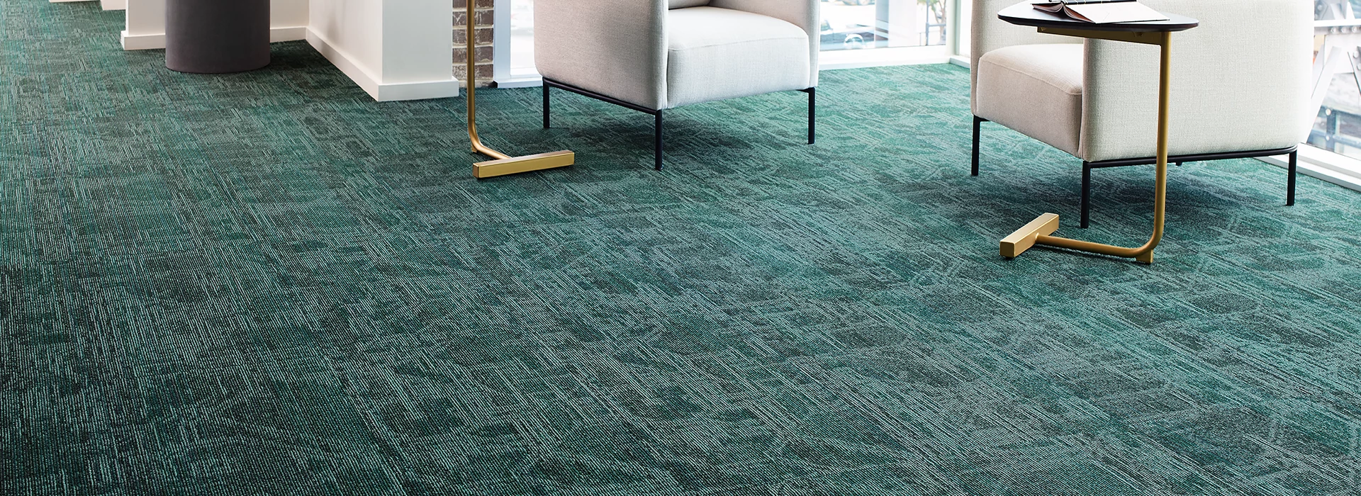 Emerald textured carpet in an upscale office