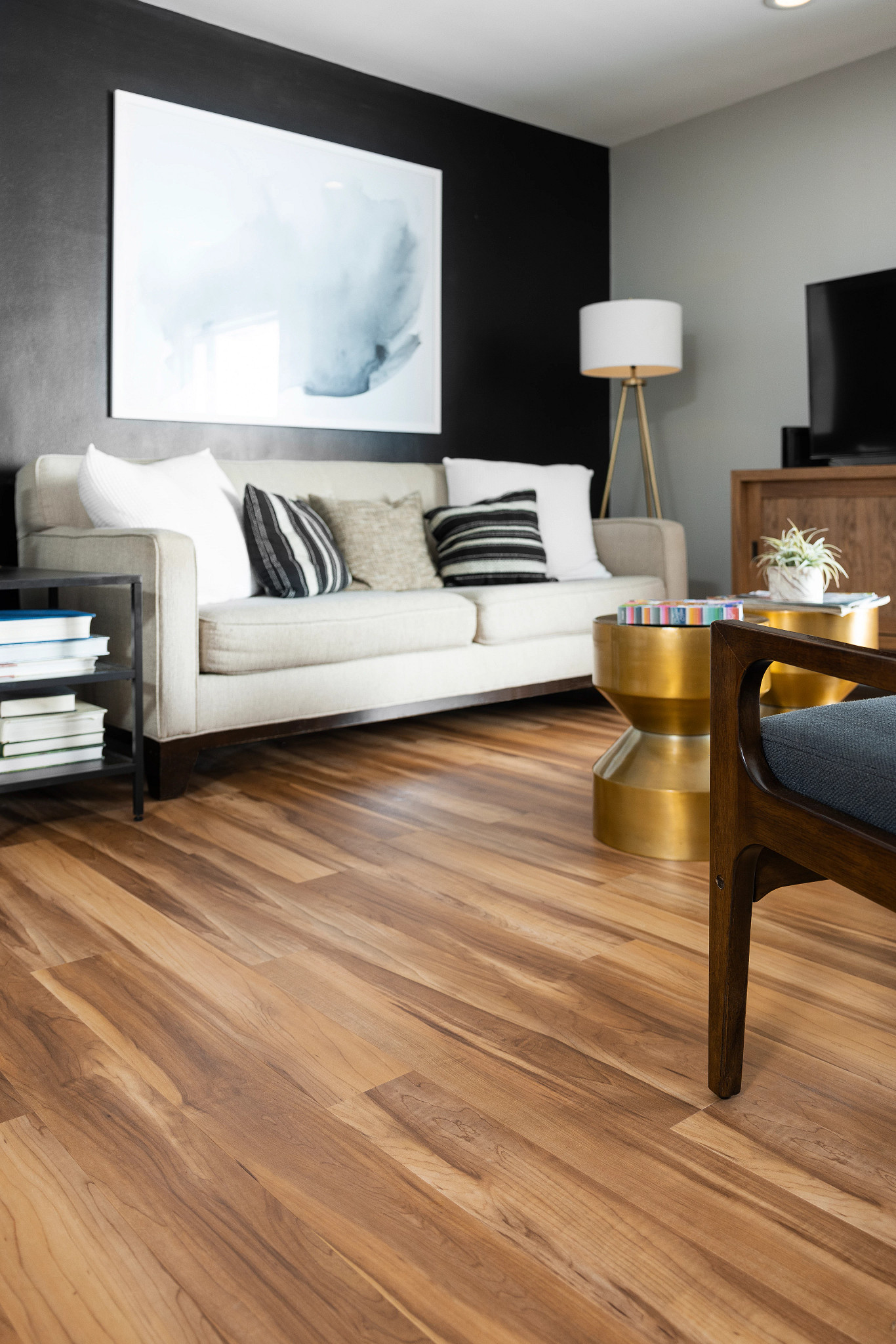 Red River Hickory flooring, shown in a room