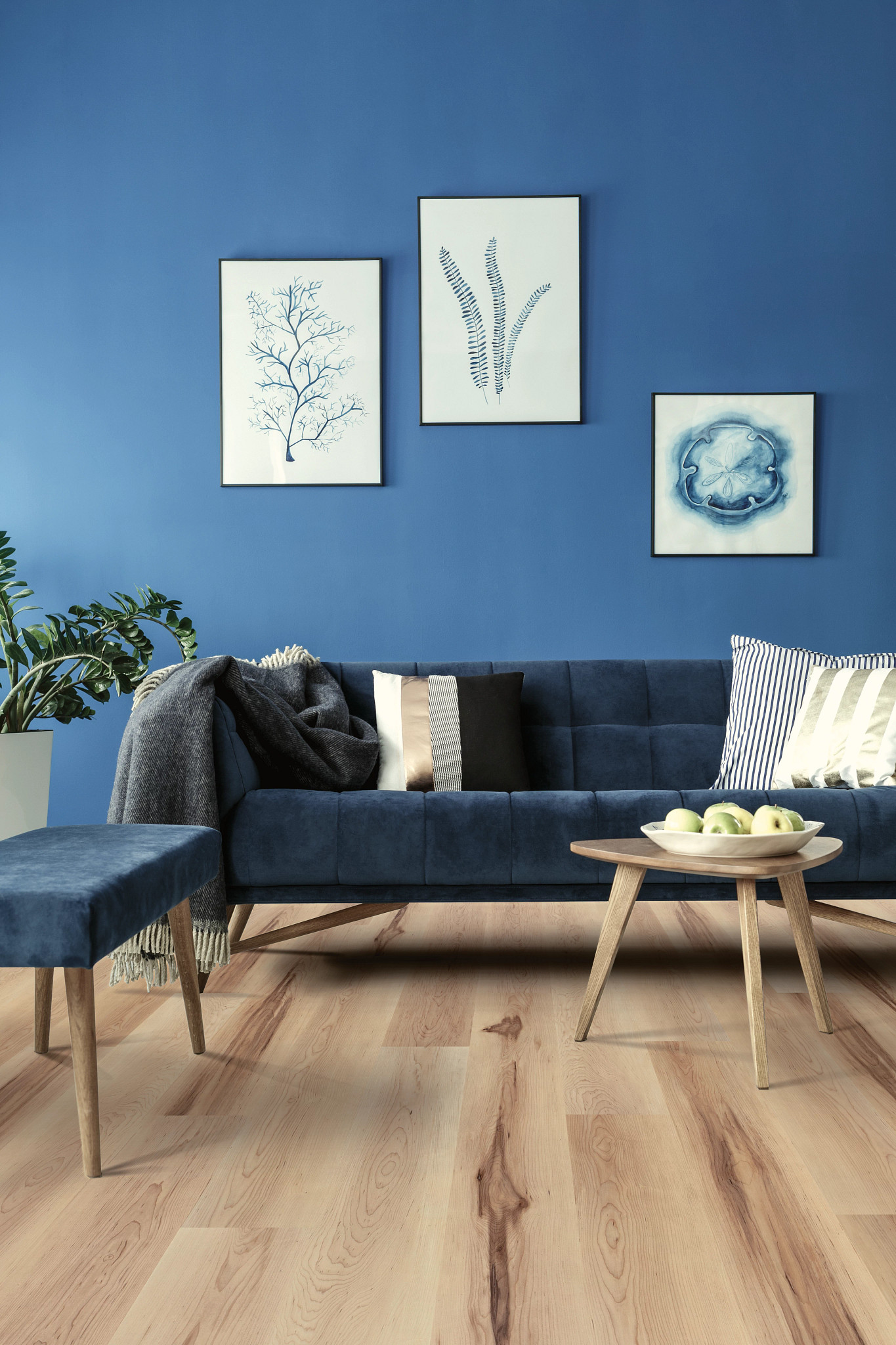 Roswell Hickory flooring, shown in a room
