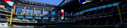 Artificial Turf Baseball Field at Globe Life Field Artificial turf baseball field under a clear blue sky at Globe Life Field