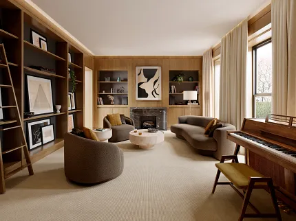 Stylish beige carpet for contemporary living spaces Cozy living room with beige carpet flooring and modern furniture