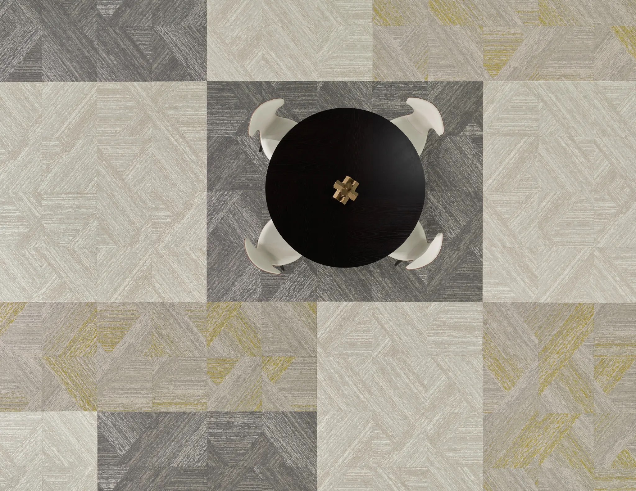 Honed in Carrara and Alchemy Tile in Alabaster Gold + Forge Platinum