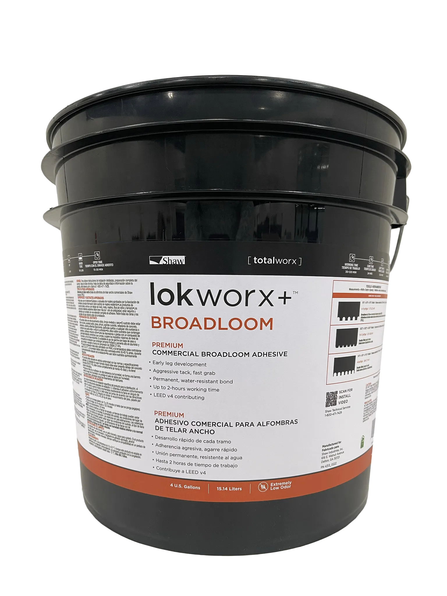 Lokworx+ Broadloom Commercial Carpet Adhesive in Black Container