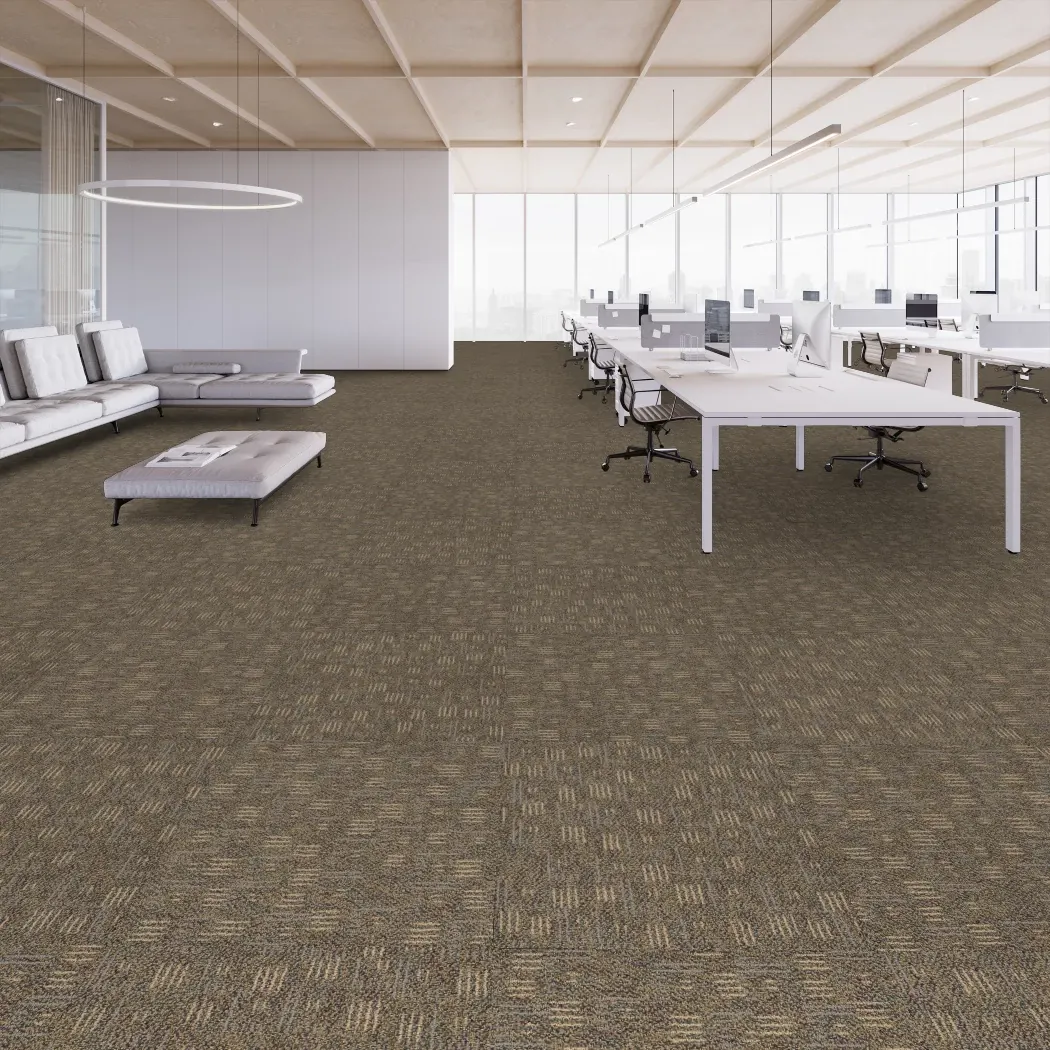 Commercial Carpet Tile in Modern Office Space with Neutral Brown Pattern