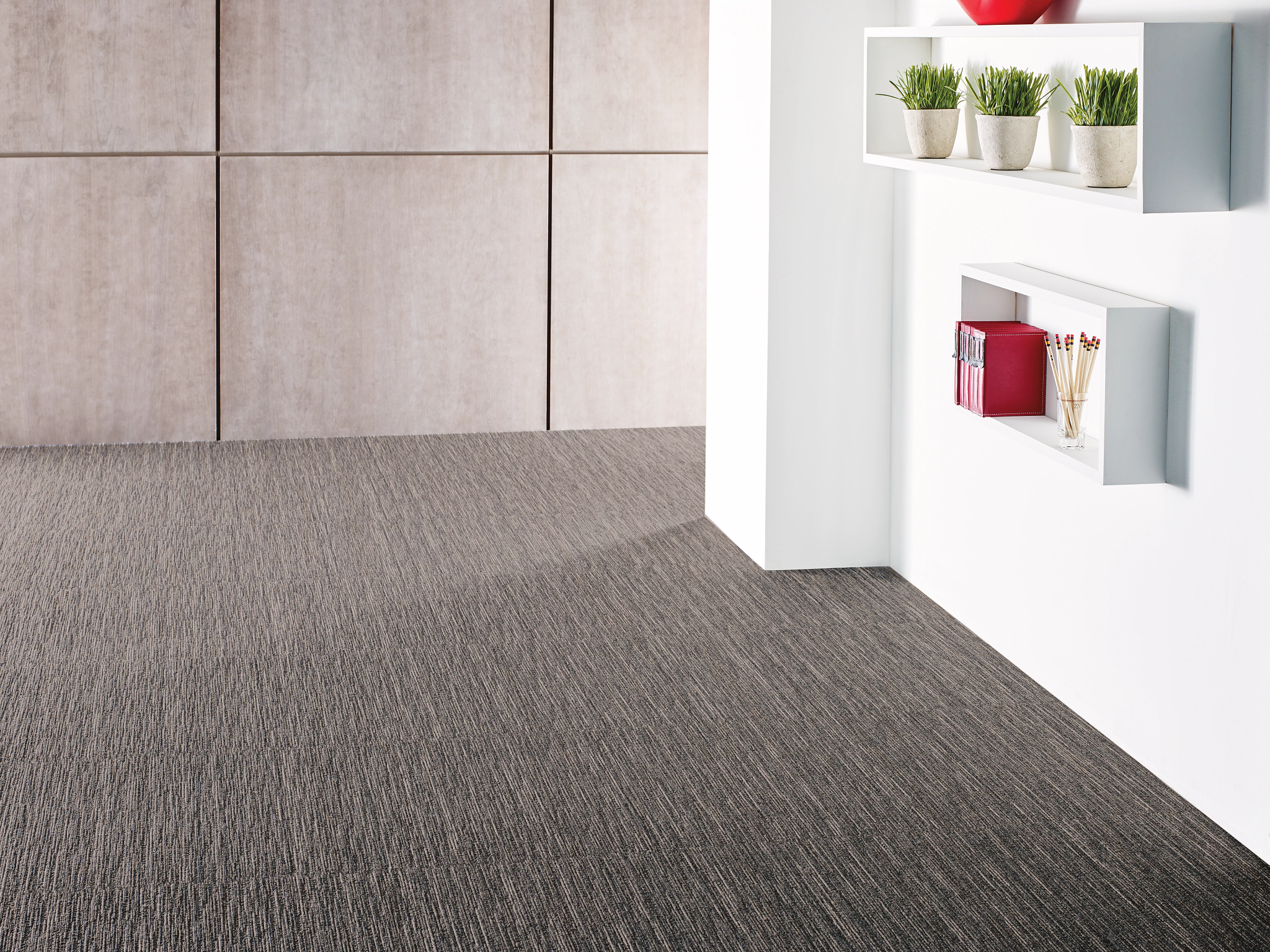 Striped pattern carpet tile in a modern office