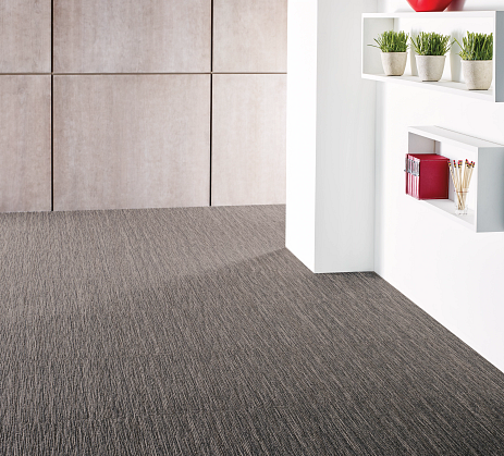 Striped pattern carpet tile in a modern office