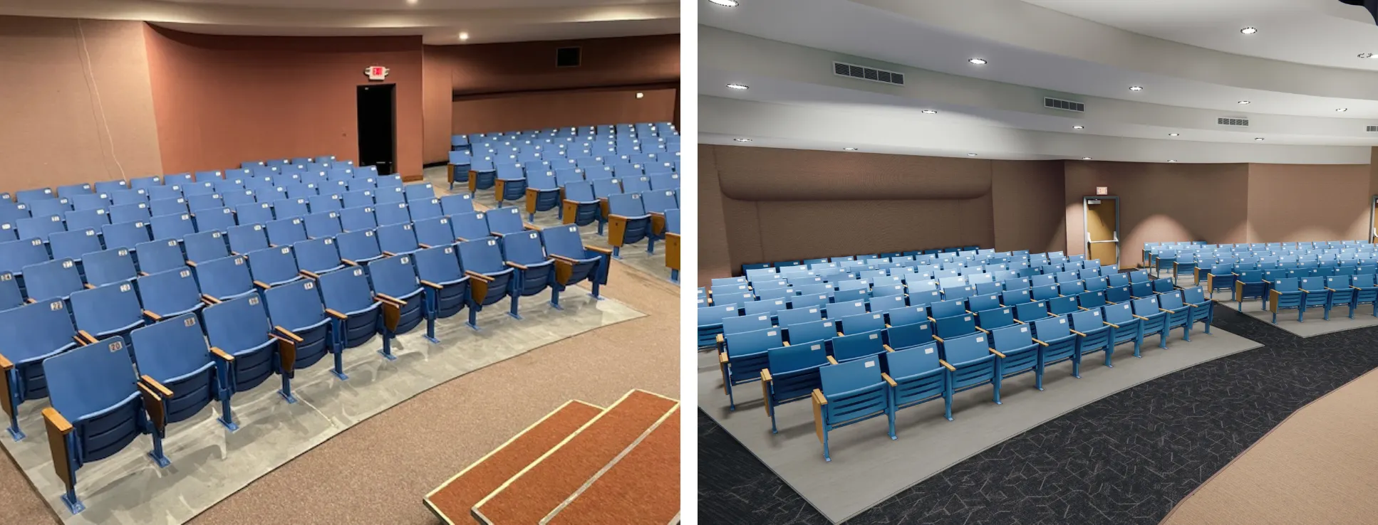 Before and after images of a media center renovation