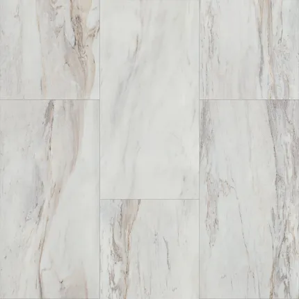 Marble Look Luxury Vinyl Tile Flooring - White and Beige Luxury vinyl tile flooring with a marble look in shades of white and beige