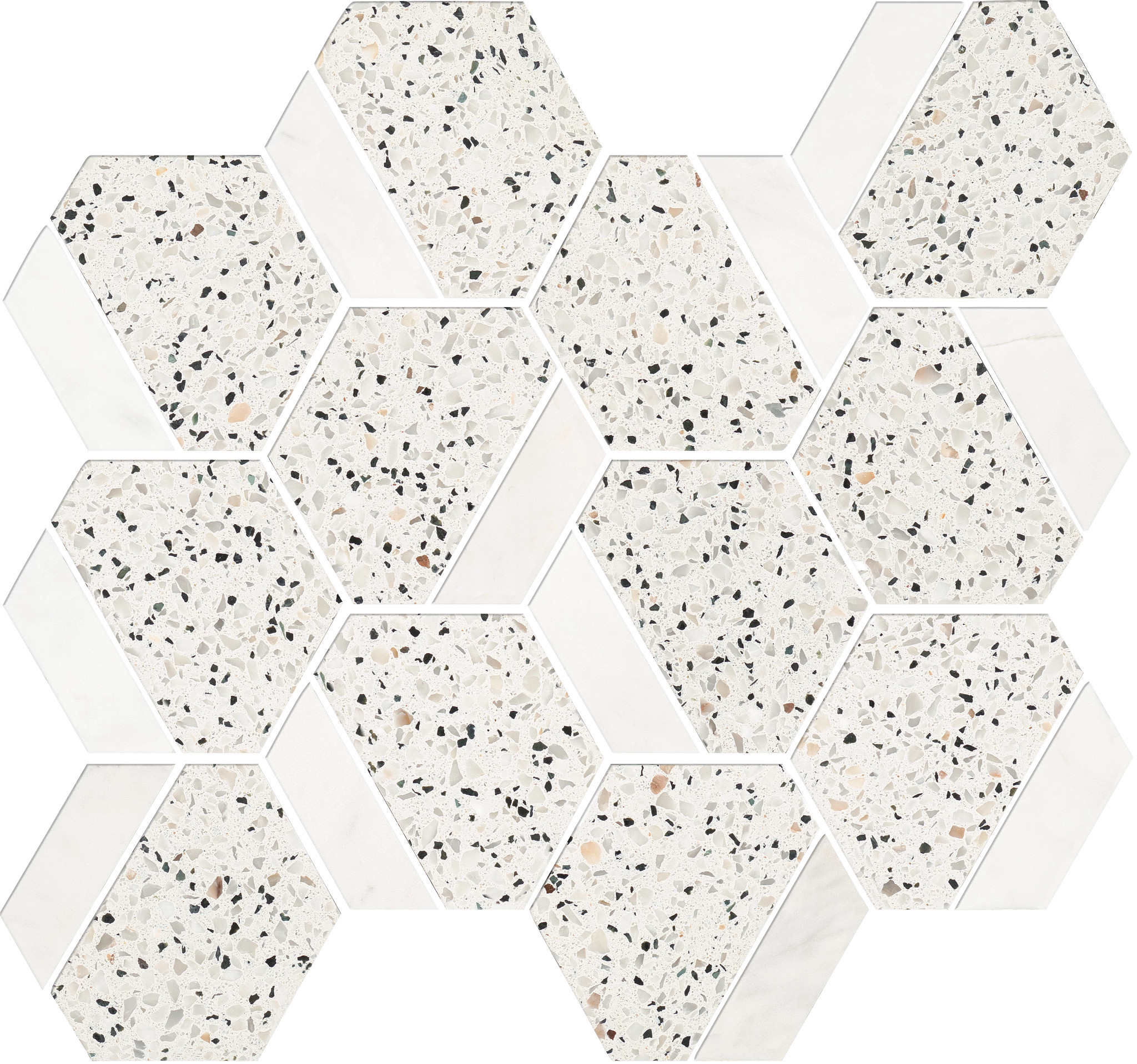 NOBLE PURSUIT 3.5 HEX WHITE TERRAZZO MAIN