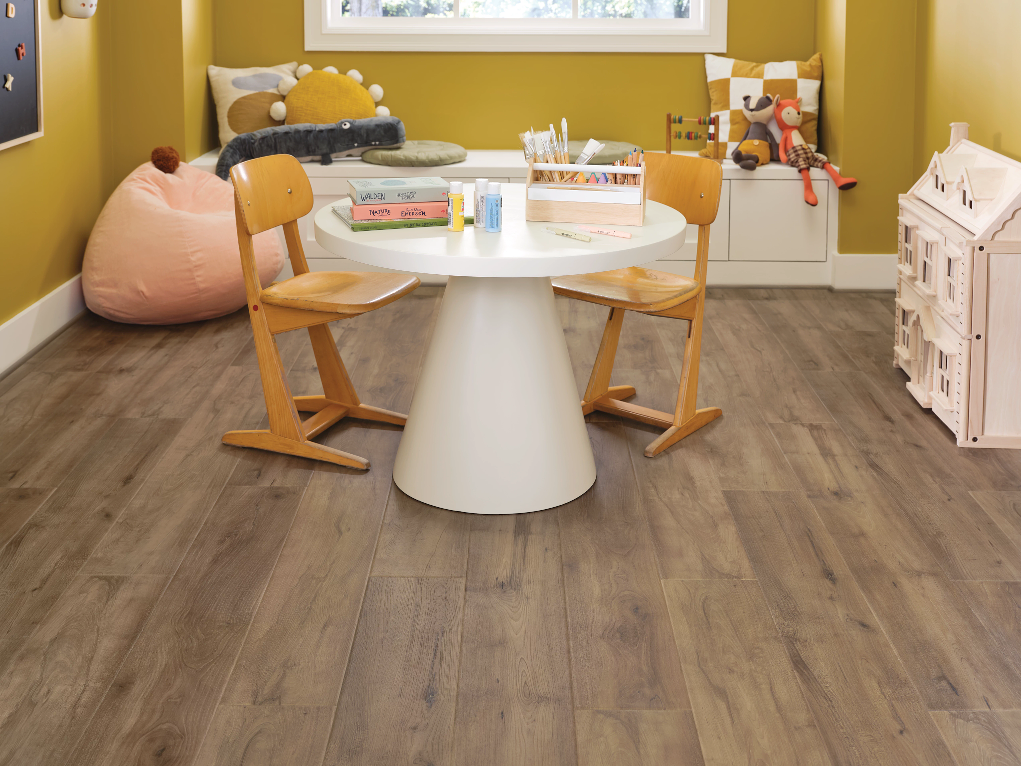 brightly colored kids room with COREtec floors