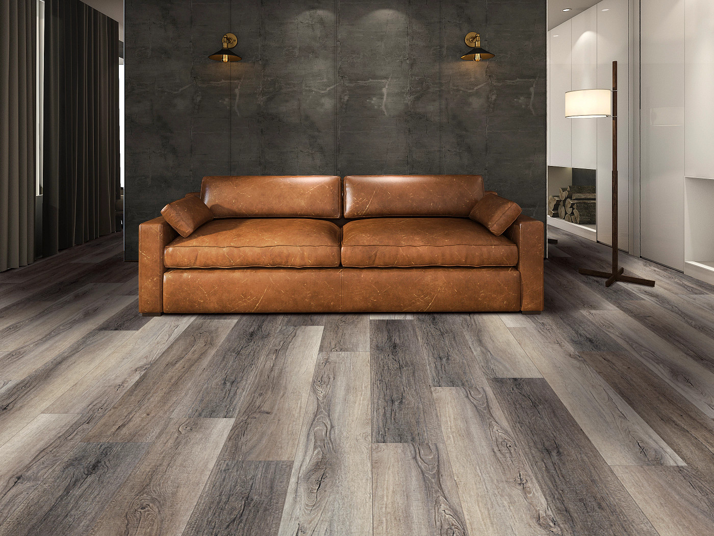 Berkshire Elm flooring, shown in a room