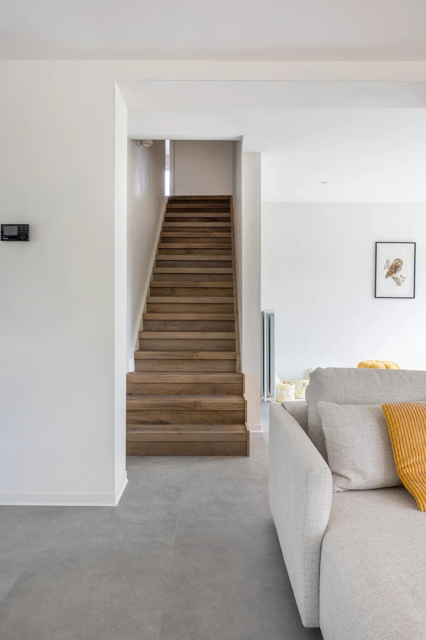 Wood stairs from Coretec in living room