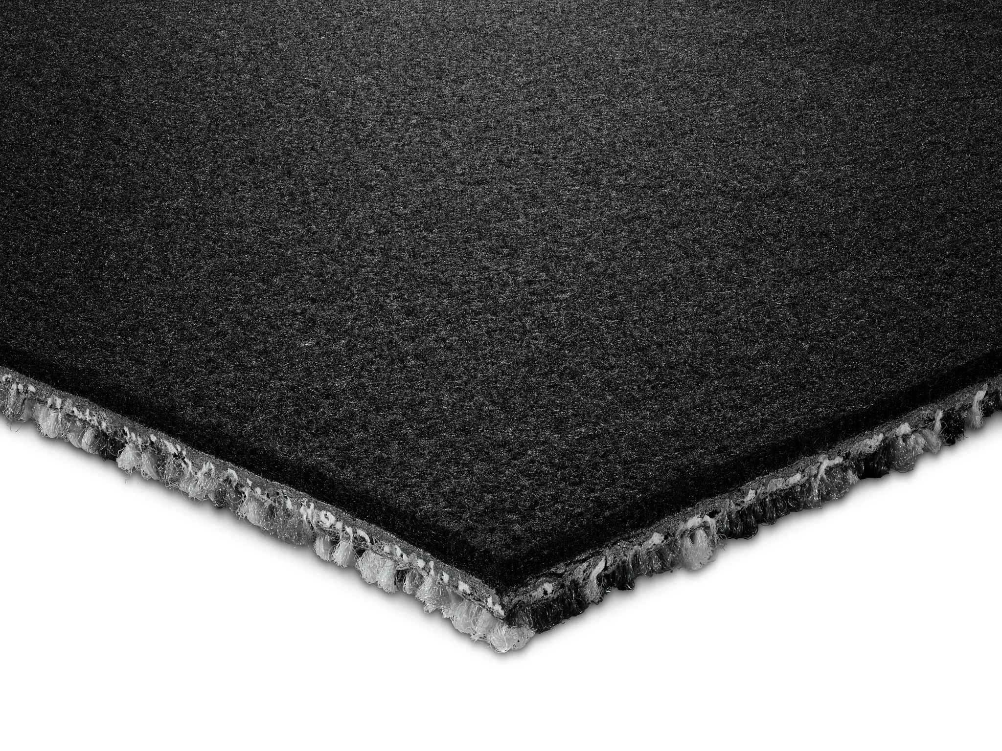 Dark brown flooring swatch with Ecoworx branding and recycling information