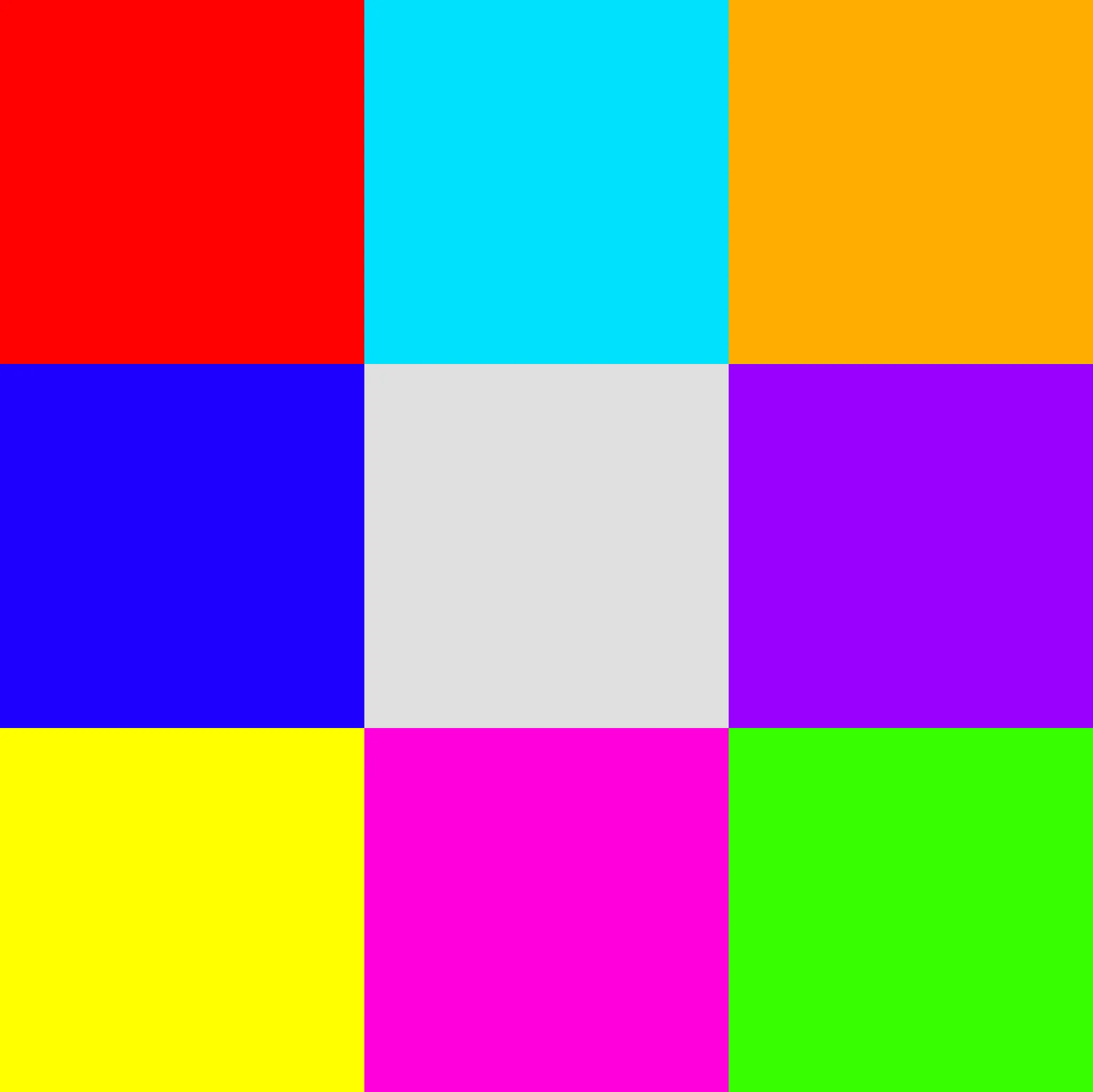 Flooring swatch with red, cyan, orange, blue, gray, purple, yellow, magenta, and green colors
