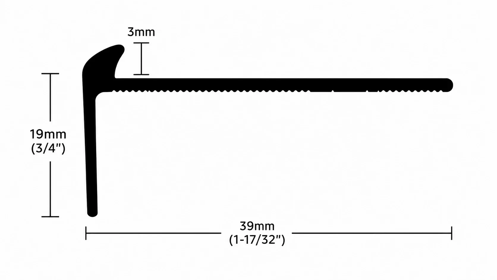 Flooring profile with dimensions 19x39 mm