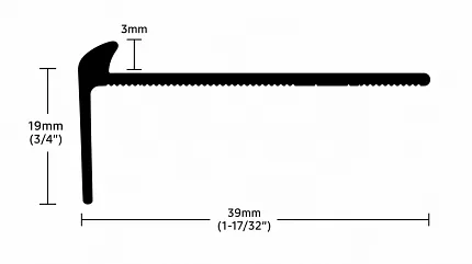 Detailed flooring profile dimensions for installation Flooring profile with dimensions 19x39 mm