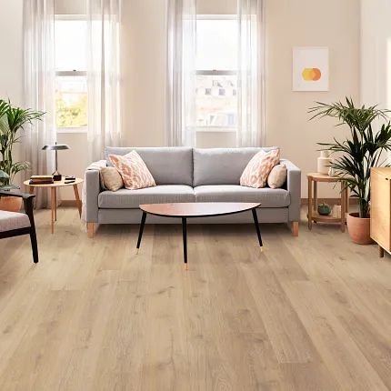 Stylish light oak flooring for inviting living spaces Light oak flooring in a cozy living room with modern decor