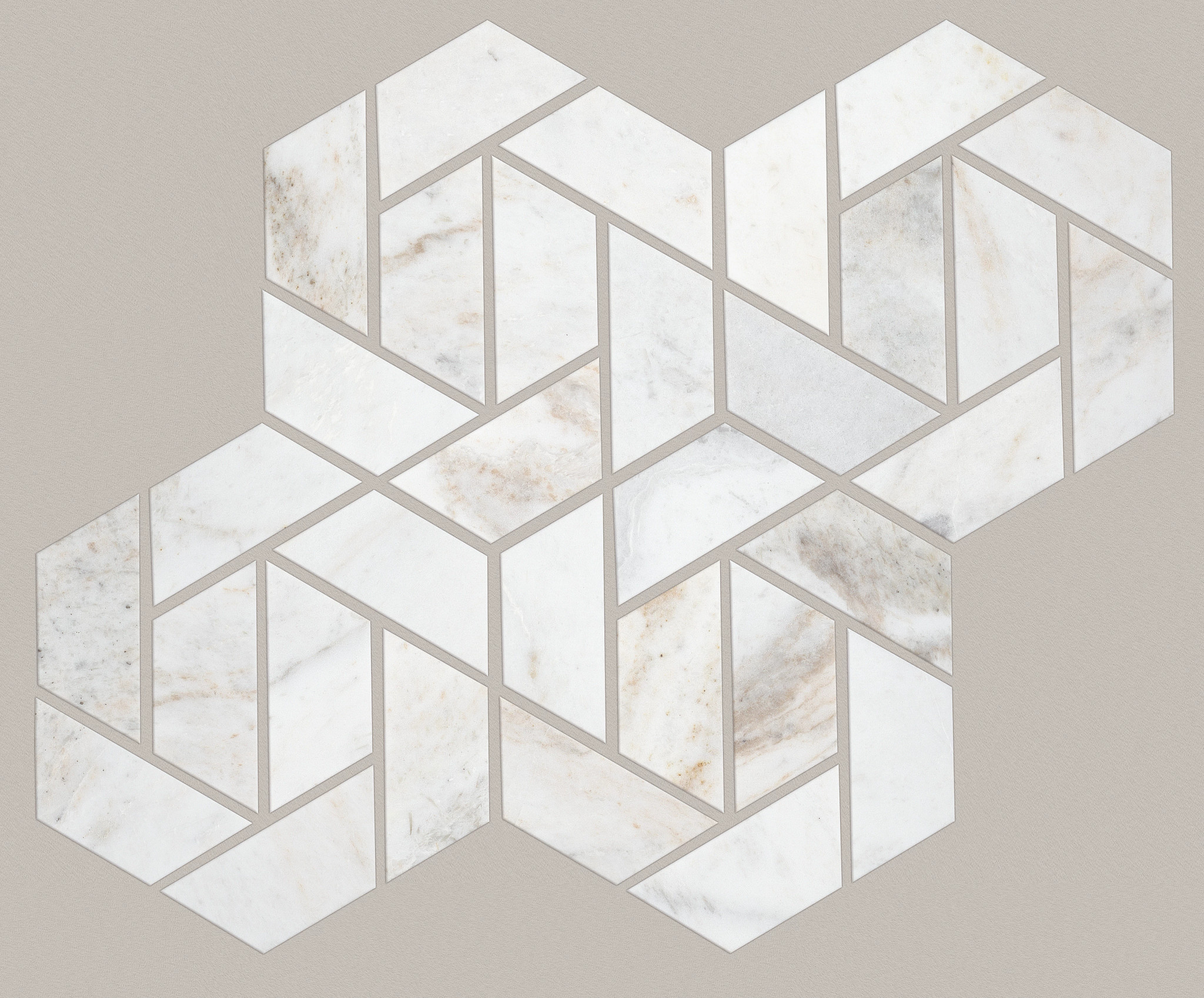 CHATEAU DOUBLE HEXAGON MOSAIC CASHMERE WHITE MAIN