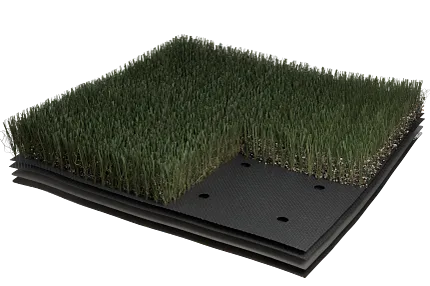 Durable artificial grass flooring for versatile use Artificial grass flooring sample with layered construction