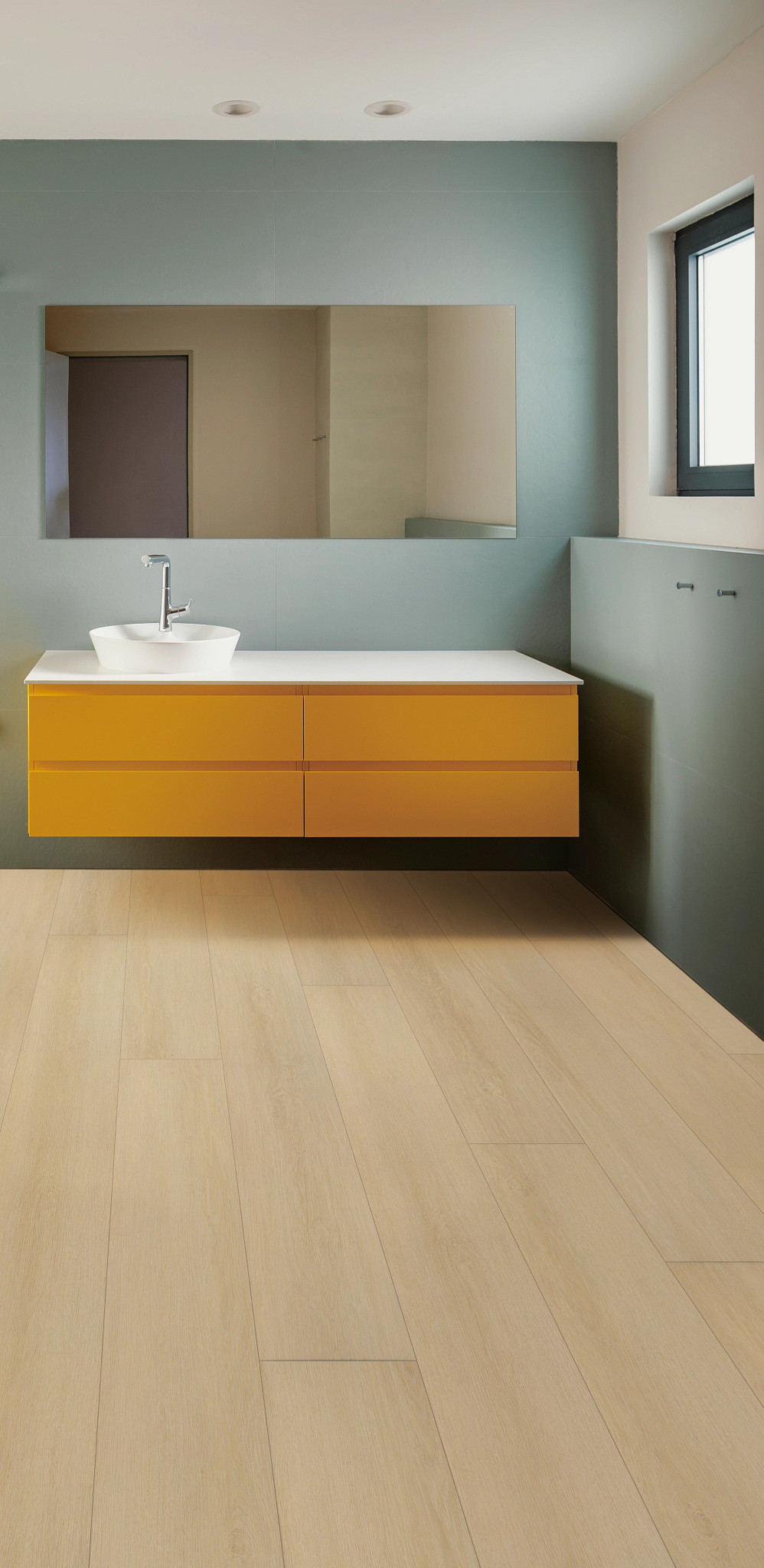 Soft Cashmere Oak flooring, shown in a room