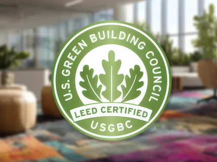 Eco-friendly carpet for sustainable office design LEED certified colorful carpet in modern office space