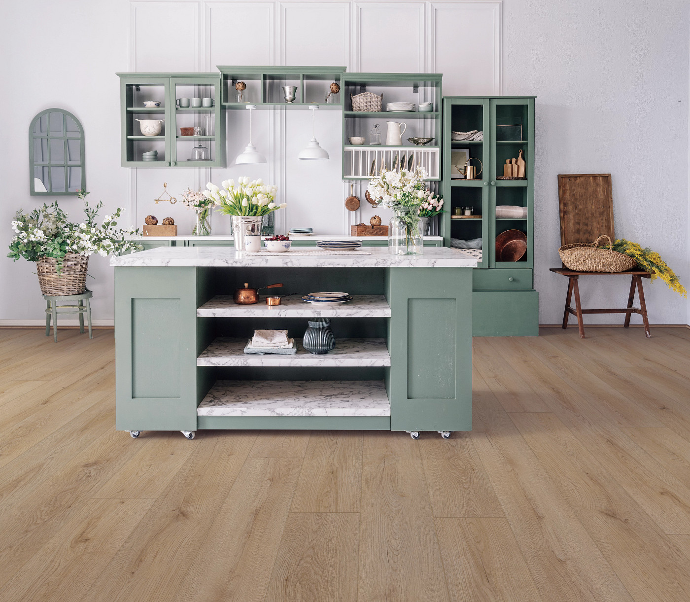 Linford Oak flooring, shown in a room