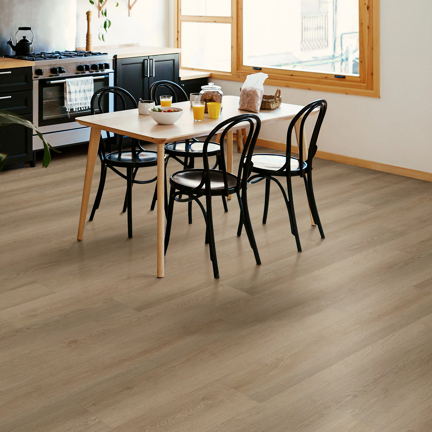 Ohlone Oak flooring, shown in a room