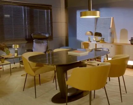 Contemporary Dining Room with Wood Look LVP Flooring Modern dining room with wood look luxury vinyl plank flooring and stylish furniture