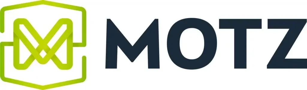 Motz company logo featuring a stylized green "M" and black text