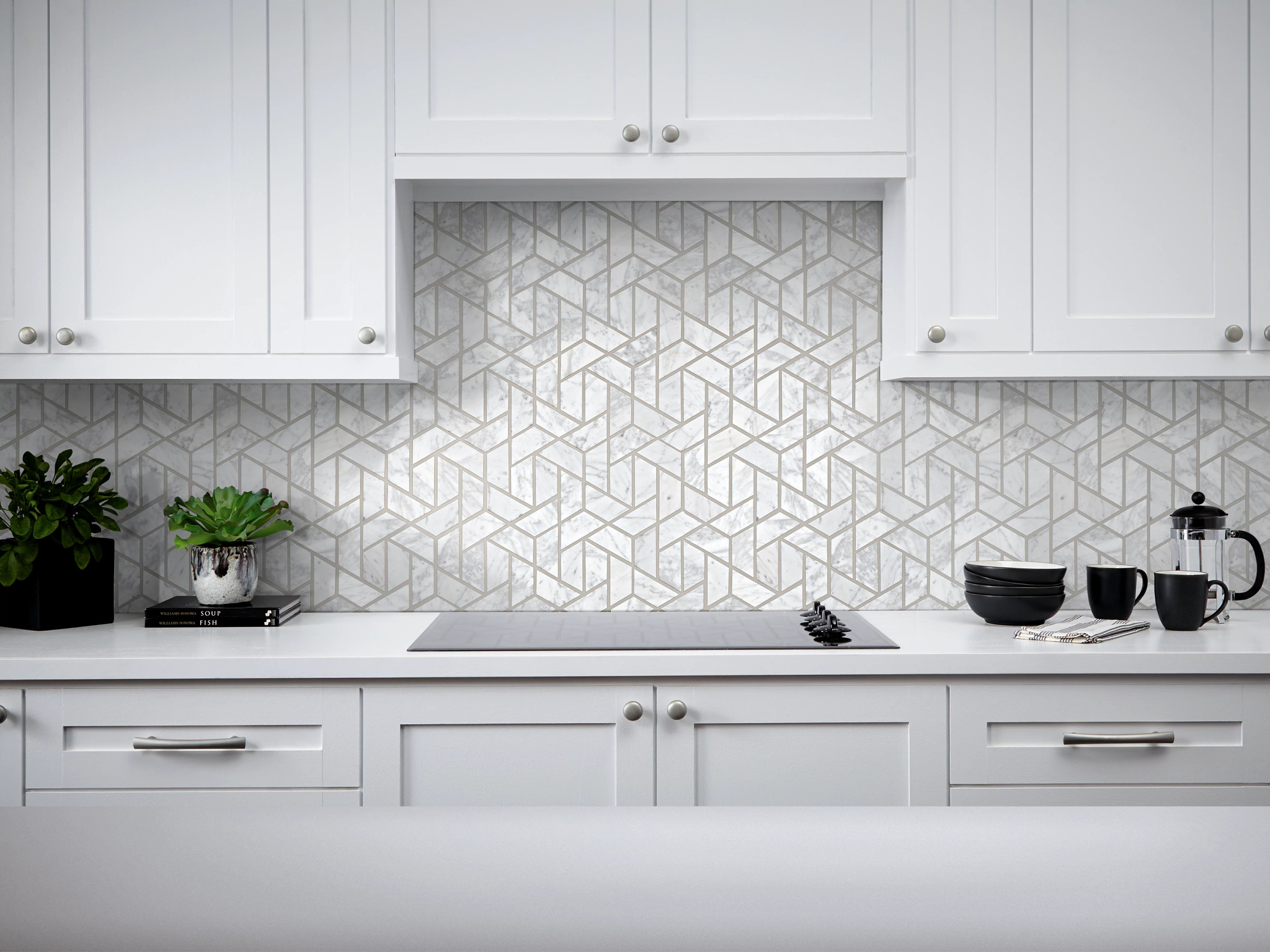 CHATEAU DOUBLE HEXAGON MOSAIC BIANCO CARRARA ROOM