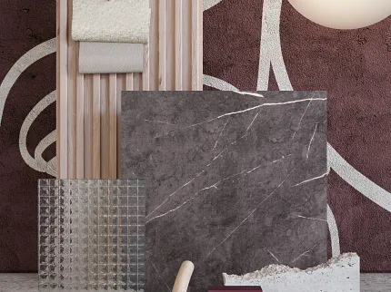 Heavy Commercial Luxury Vinyl Tile Swatch Display with Mixed Textures and Colors Eon (Palette)