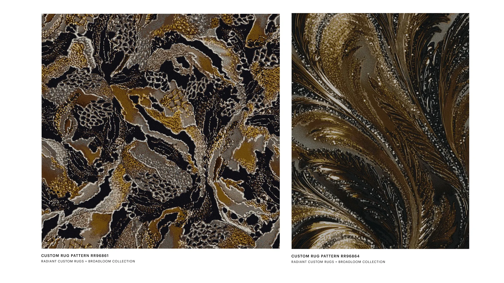 Gold, white, and black carpet patterns 