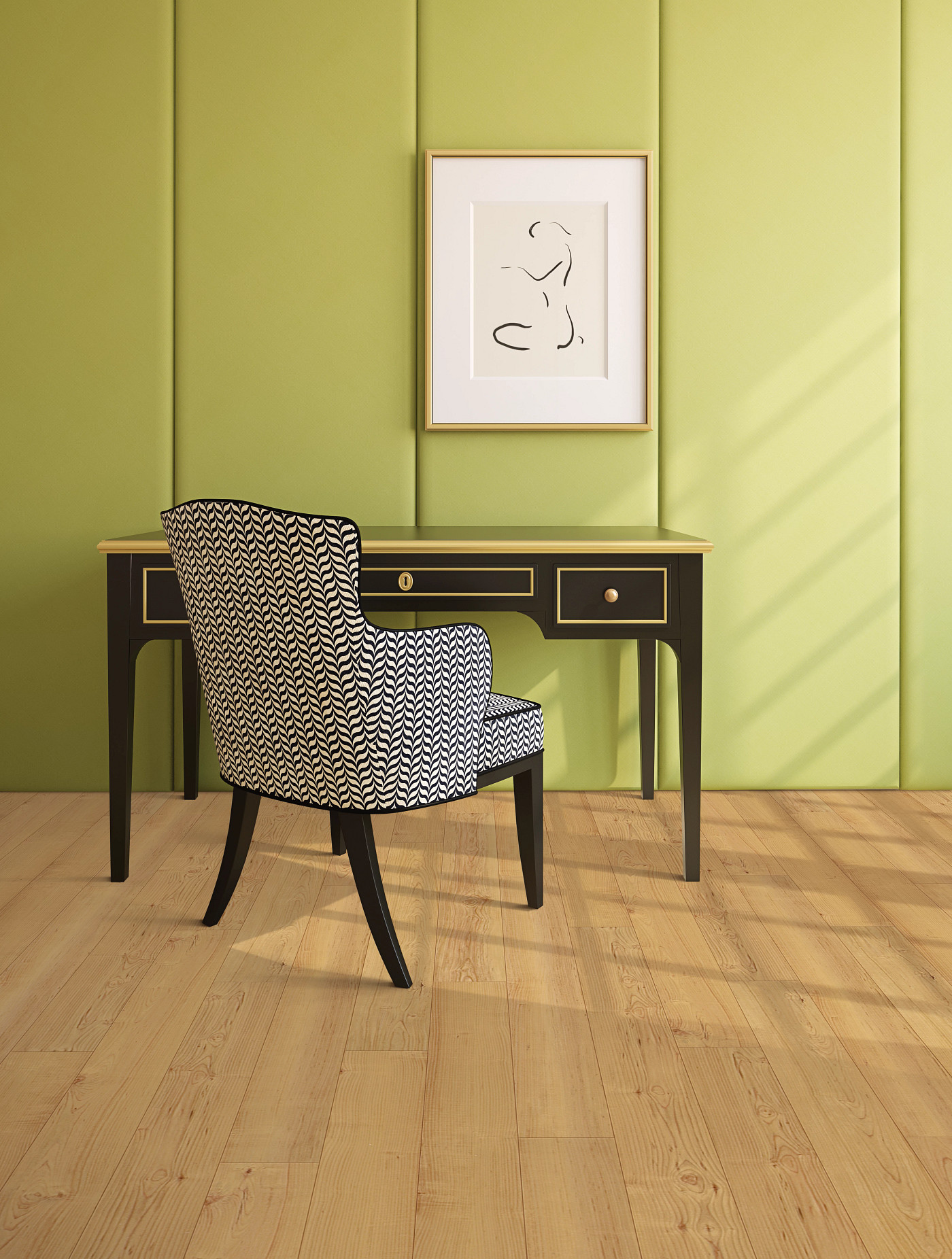 Norwegian Maple flooring, shown in a room