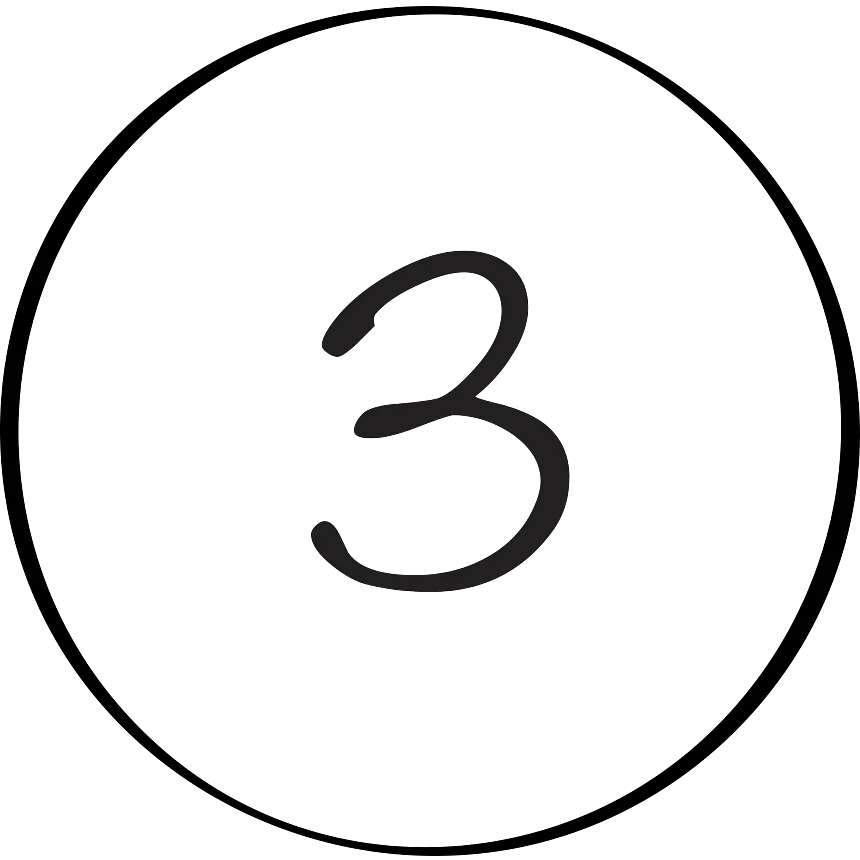 Step Three The number three in a circle