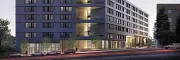 Contemporary urban living architecture design Modern apartment building exterior at dusk