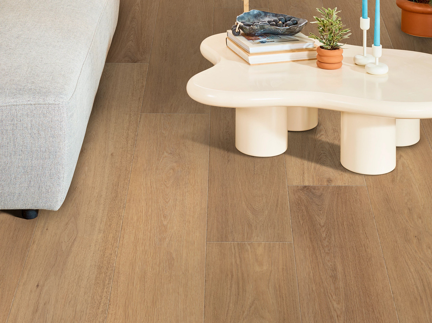 Russet Oak flooring, shown in a room