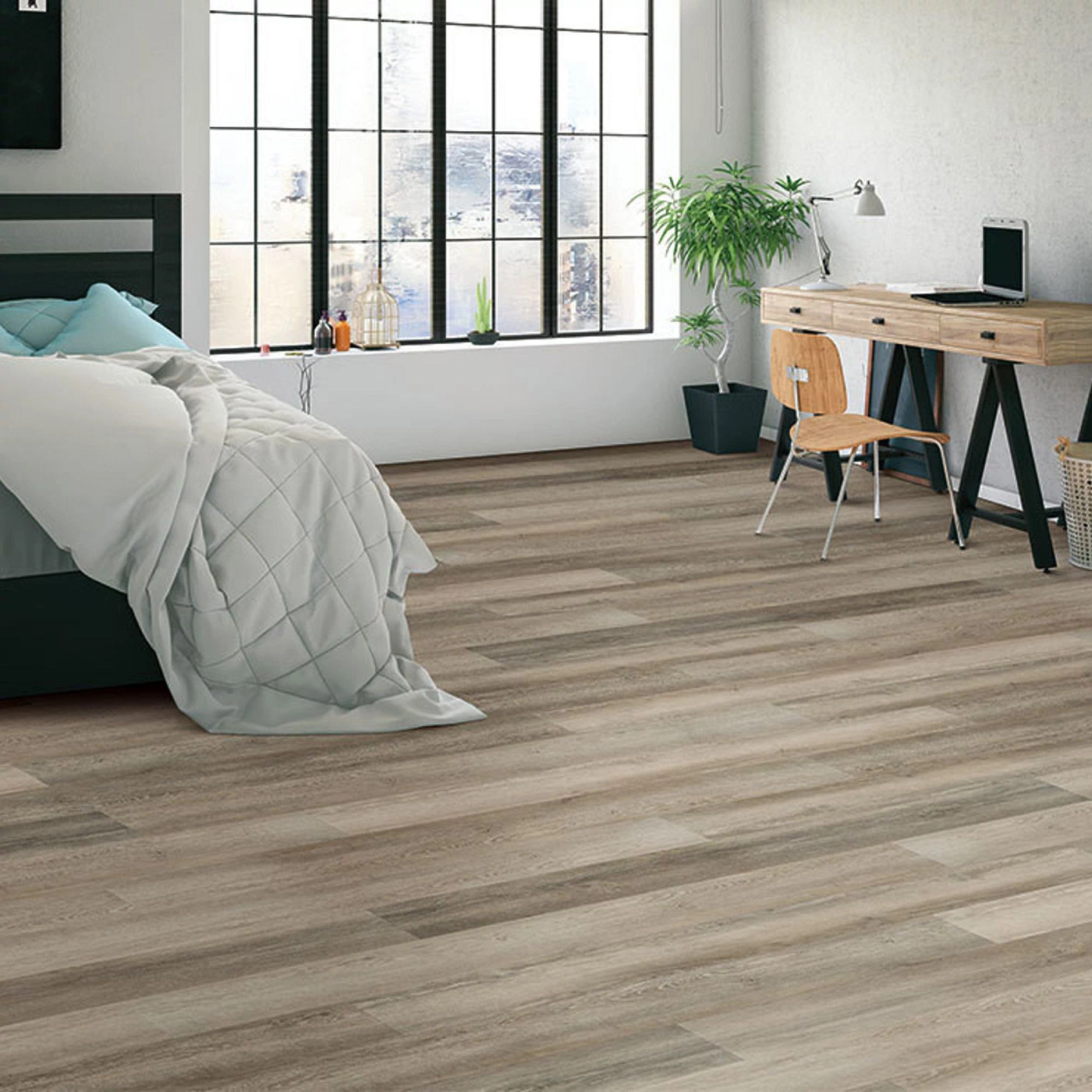 Leisure Oak flooring, shown in a room