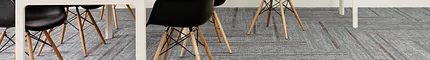 Contemporary office design with gray and red commercial carpet tile flooring Convene in Dynamic