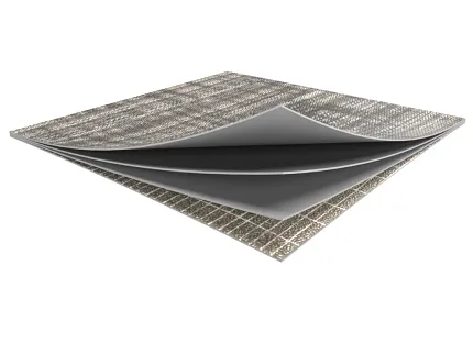Neutral Tone Commercial Carpet Tile Swatch with Layered Construction Commercial carpet tile swatch in neutral tones with visible layered construction