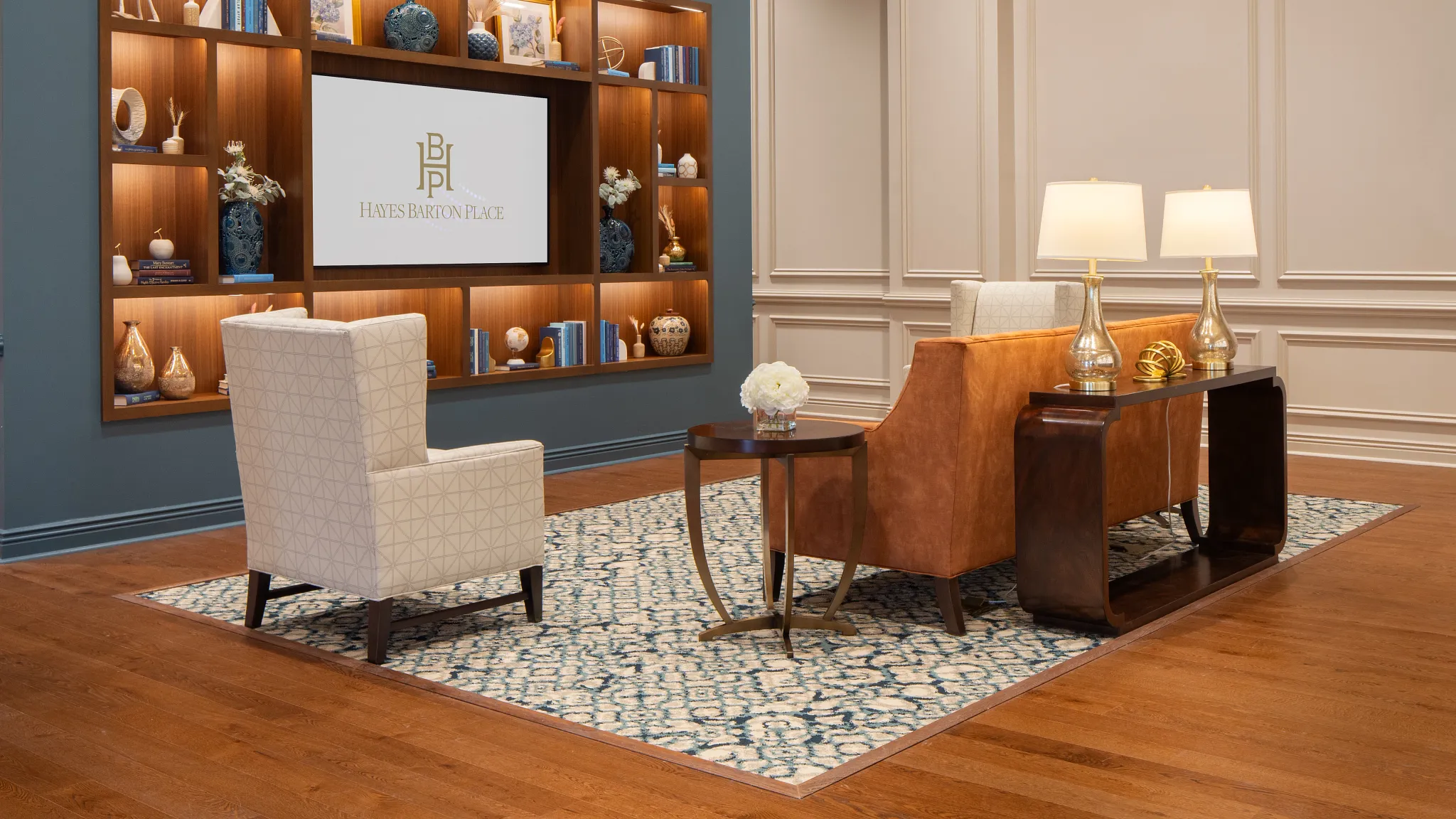 commercial luxury vinyl tile shown with custom broadloom carpet