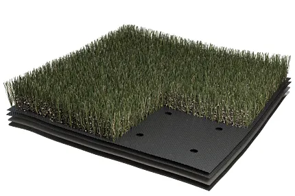 Durable artificial grass flooring for versatile use Artificial grass flooring sample with layered construction