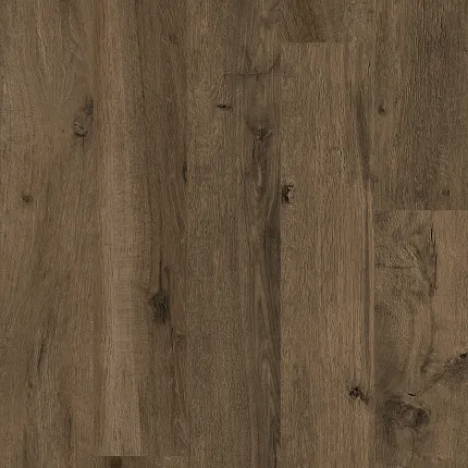 Rich Brown Wood Look Luxury Vinyl Plank Flooring - Durable and Waterproof Luxury vinyl plank flooring in rich brown wood look with natural grain texture