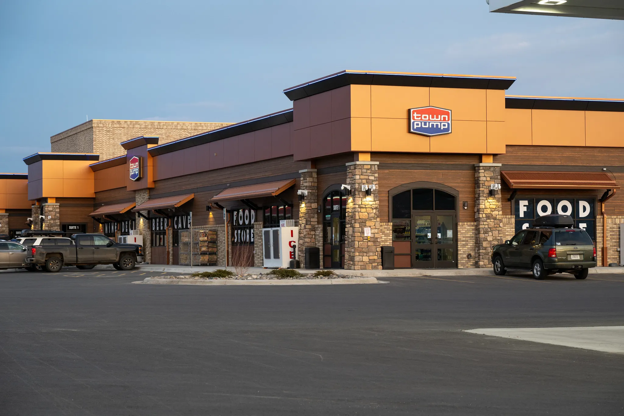 Town Pump convenience store exterior with parking lot
